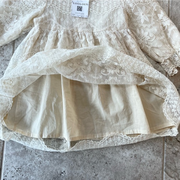 House of Loolous NWT Whimsical Dream Long Sleeve Toddler Dress, Ivory Lace, 2-3T - Picture 7 of 11